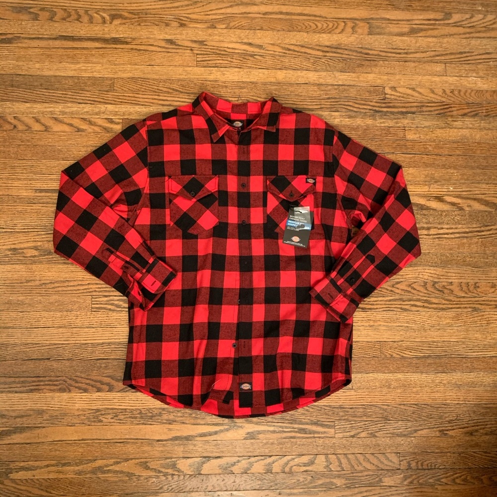Dickies Black and red buffalo check button down